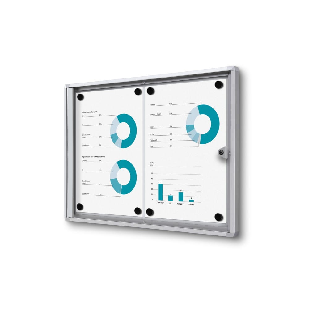 XS 2xA4 Magnetic Display Cabinet 44x31 cm with B1 Flame Retardant Certificate, Closed with a Key for Internal Use, Internal Display, Advertising Display, Information Display, Notice Board, Fireproof Information Board