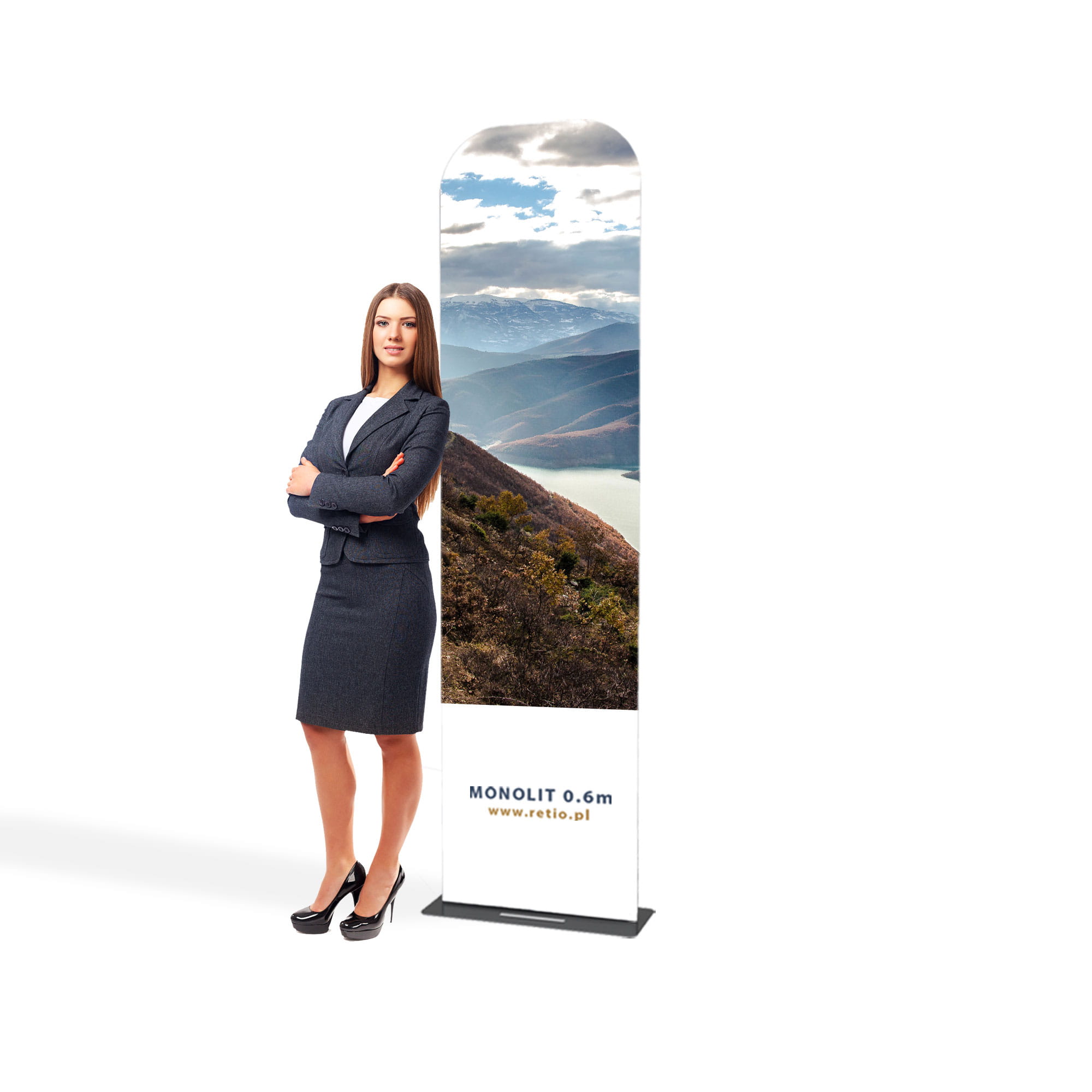 Monolith fabric stand 0,6 x 2,3 m with a double-sided printout