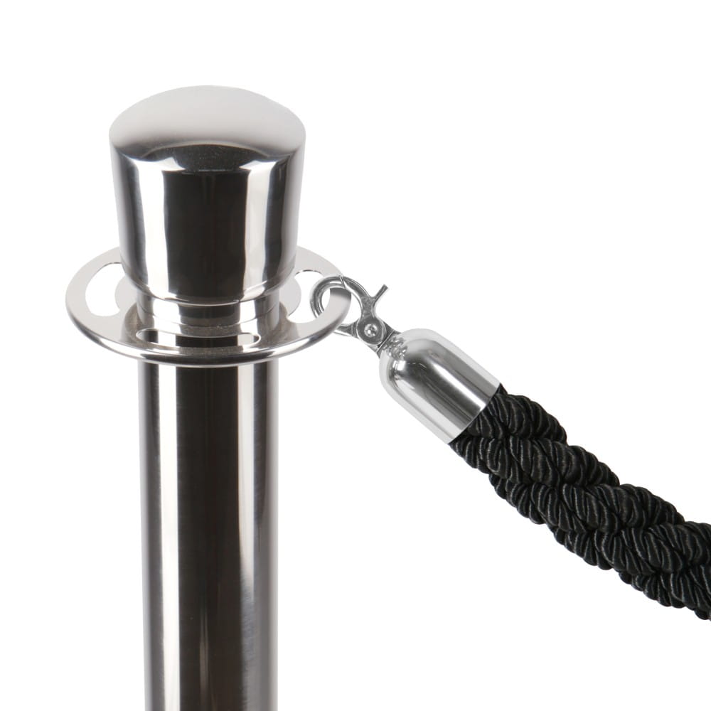BSR Premium Barrier Rope Black Braided Chrome 150 cm Border Barrier Rope For Hotel Barrier Posts