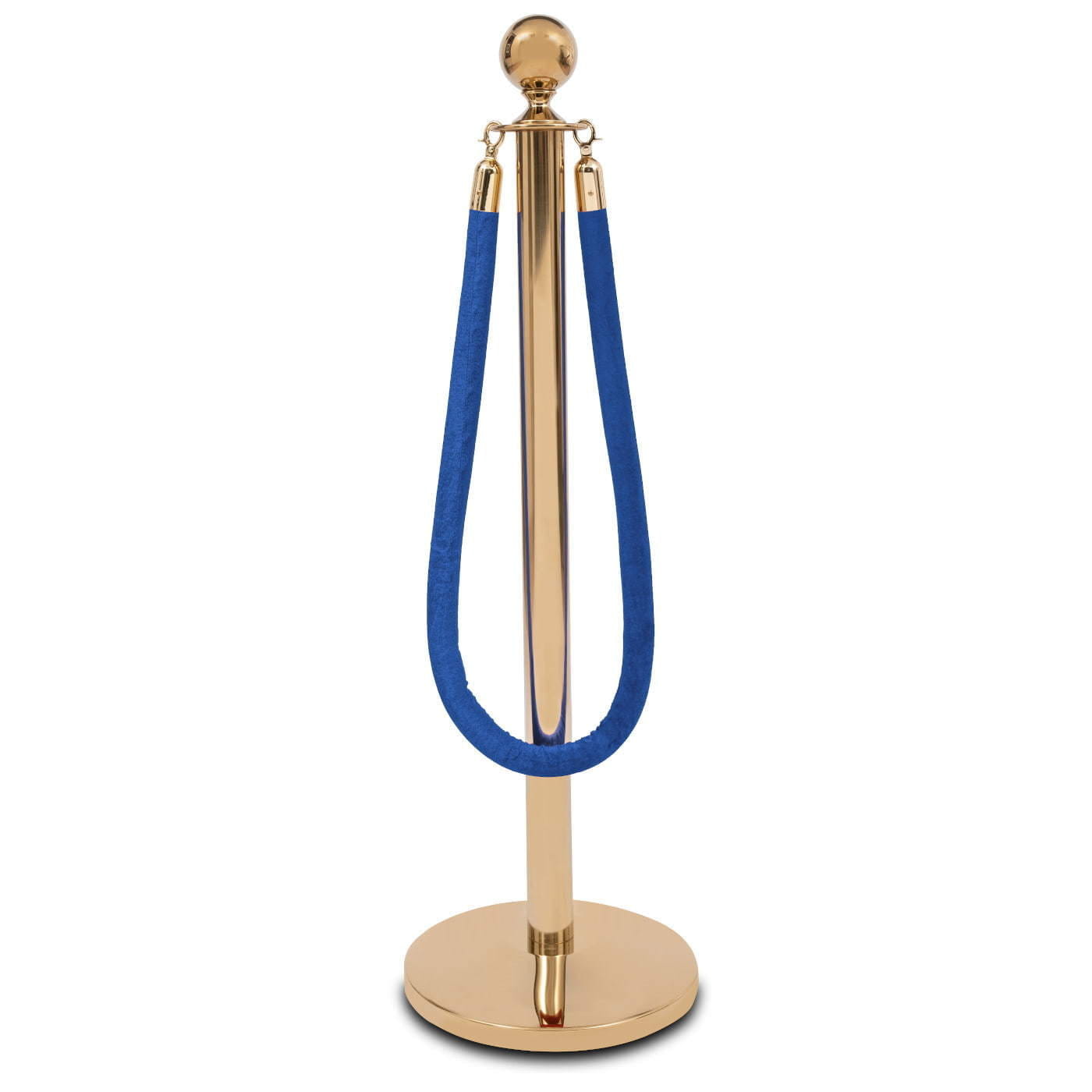 Barrier post with blue rope
