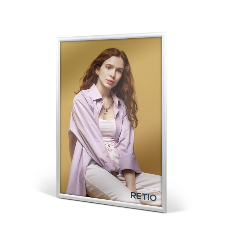 Ramka plakatowa OWZ A1 (84 x 59 cm) aluminiowa srebrna z prostym narożnikiem rama ramka plakatowa OWZ ścienna na plakat na zdjęcia profil 25 mm