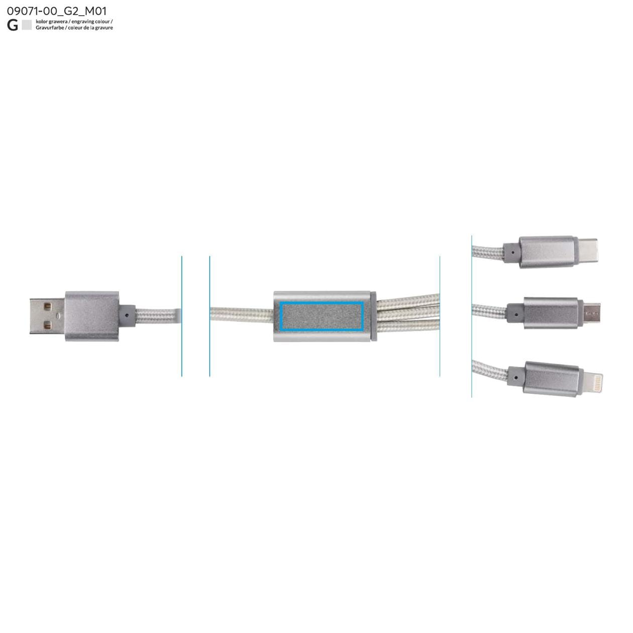 Kabel USB 3 w 1 TALA srebrny