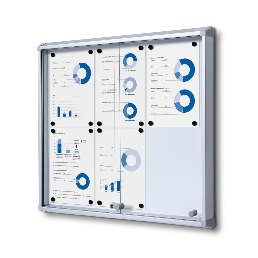 SL 6xA4 Magnetic Display Case 66x61 cm with Sliding Door, Locked with a Key for Internal Use, Display Cabinet, Advertisement Display, Information Display, Notice Board, Information Board