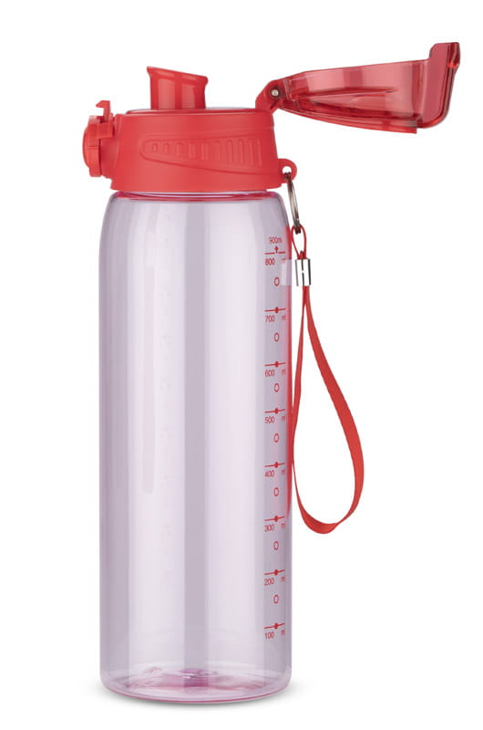Bidon z miarką 900 ml KOLTER czerwony z logo