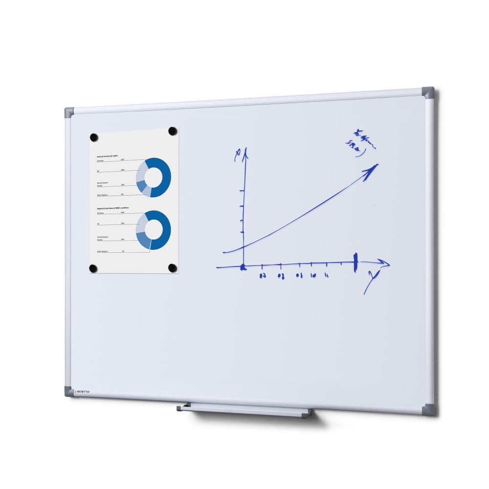 SCRITTO® Economy Magnetic Dry-Wipe Board 90 x 60 cm  White Magnetic Dry-Wipe Board for School or Office for Writing with a Marker Pen or a Felt-tip Pen