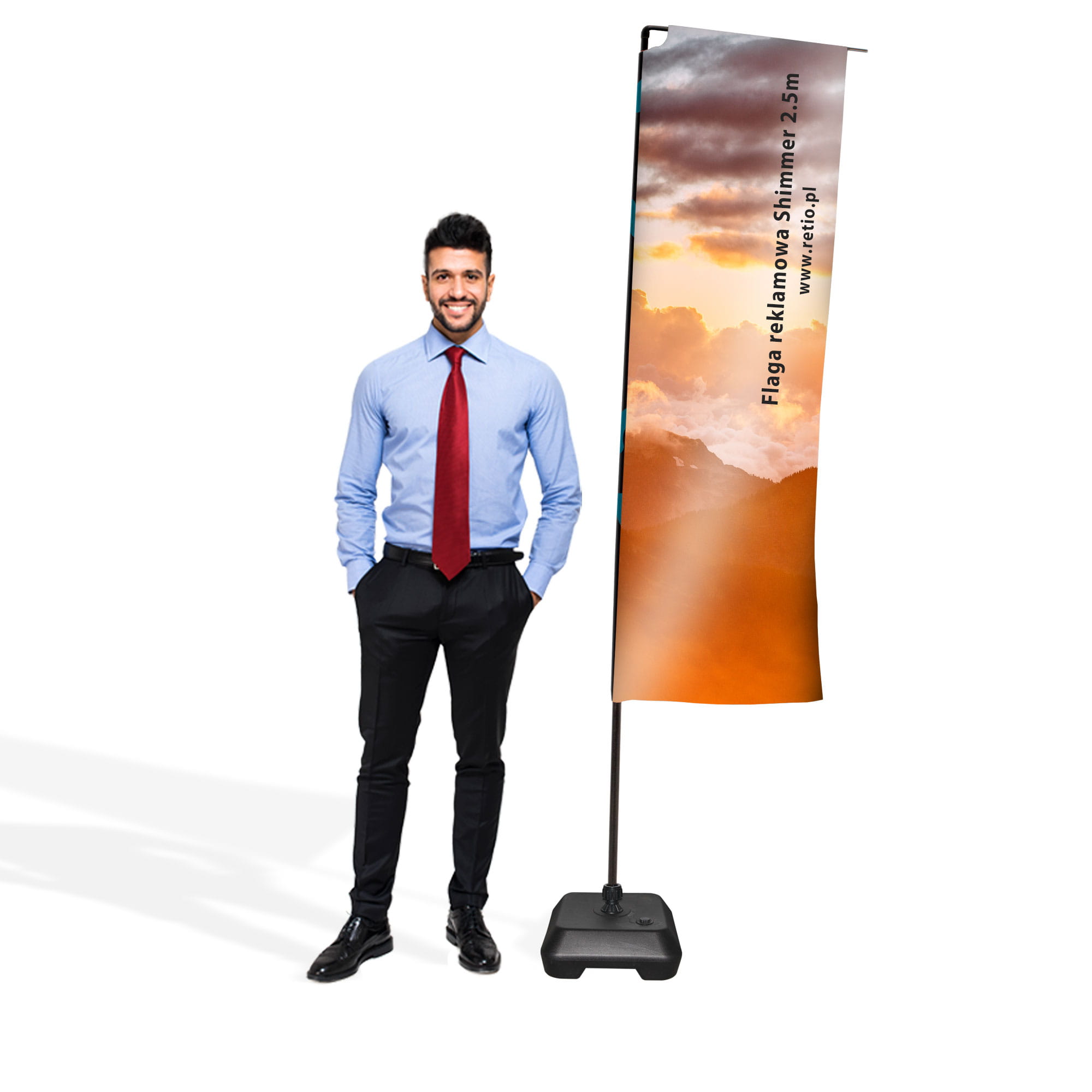 Shimmer Advertising Flag with the refillable base