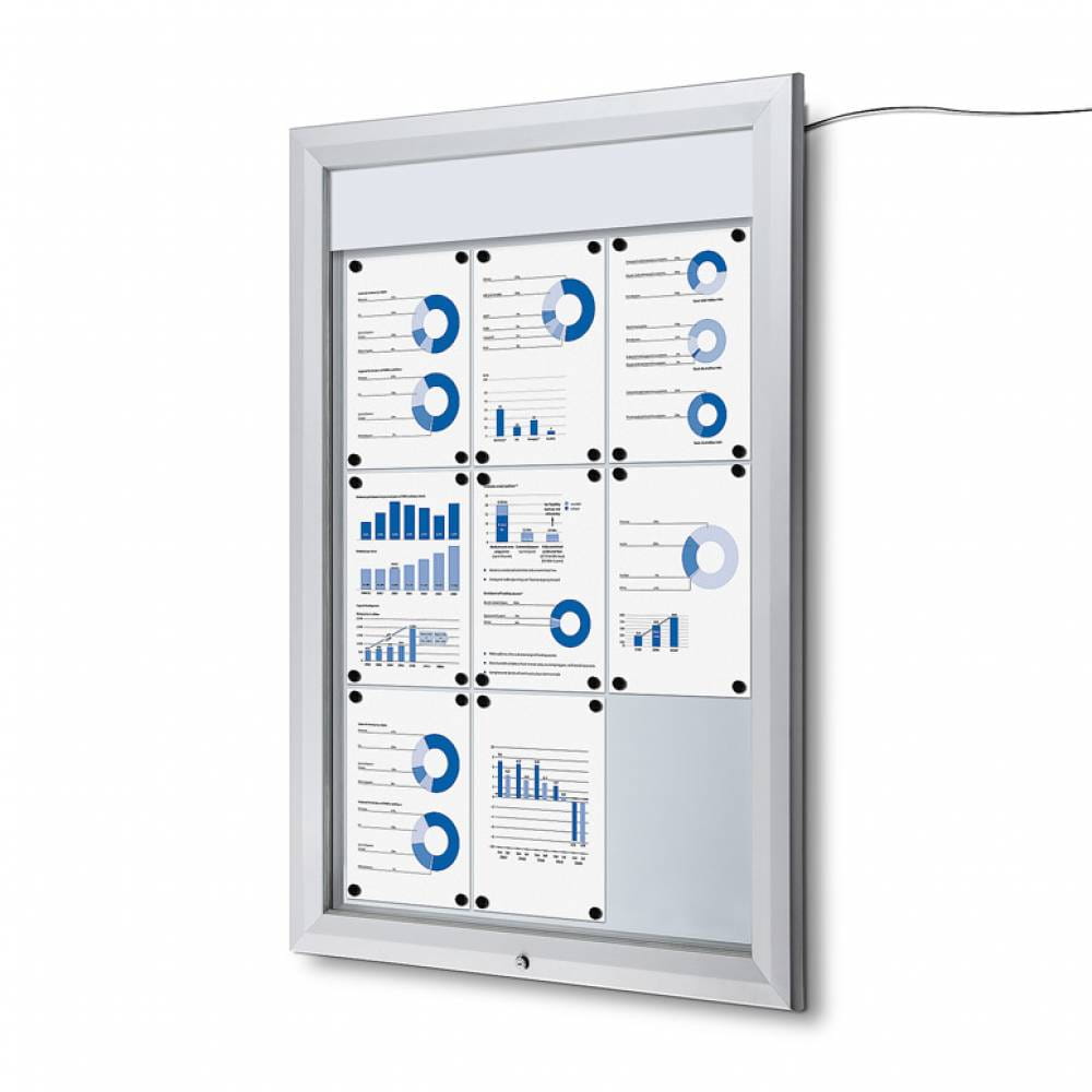 Zewnętrzna gablota magnetyczna ILLUMO 9xA4 80x116 cm z podświetleniem LED zamykana na kluczyk do użytku zewnętrznego gablota zewnętrzna gablota ogłoszeniowa gablota informacyjna tablica ogłoszeń tablica informacyjna
