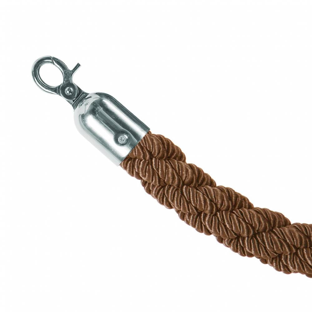 BSR Premium barrier rope Brown Braided Chrome 150 cm Border barrier rope for hotel barrier posts