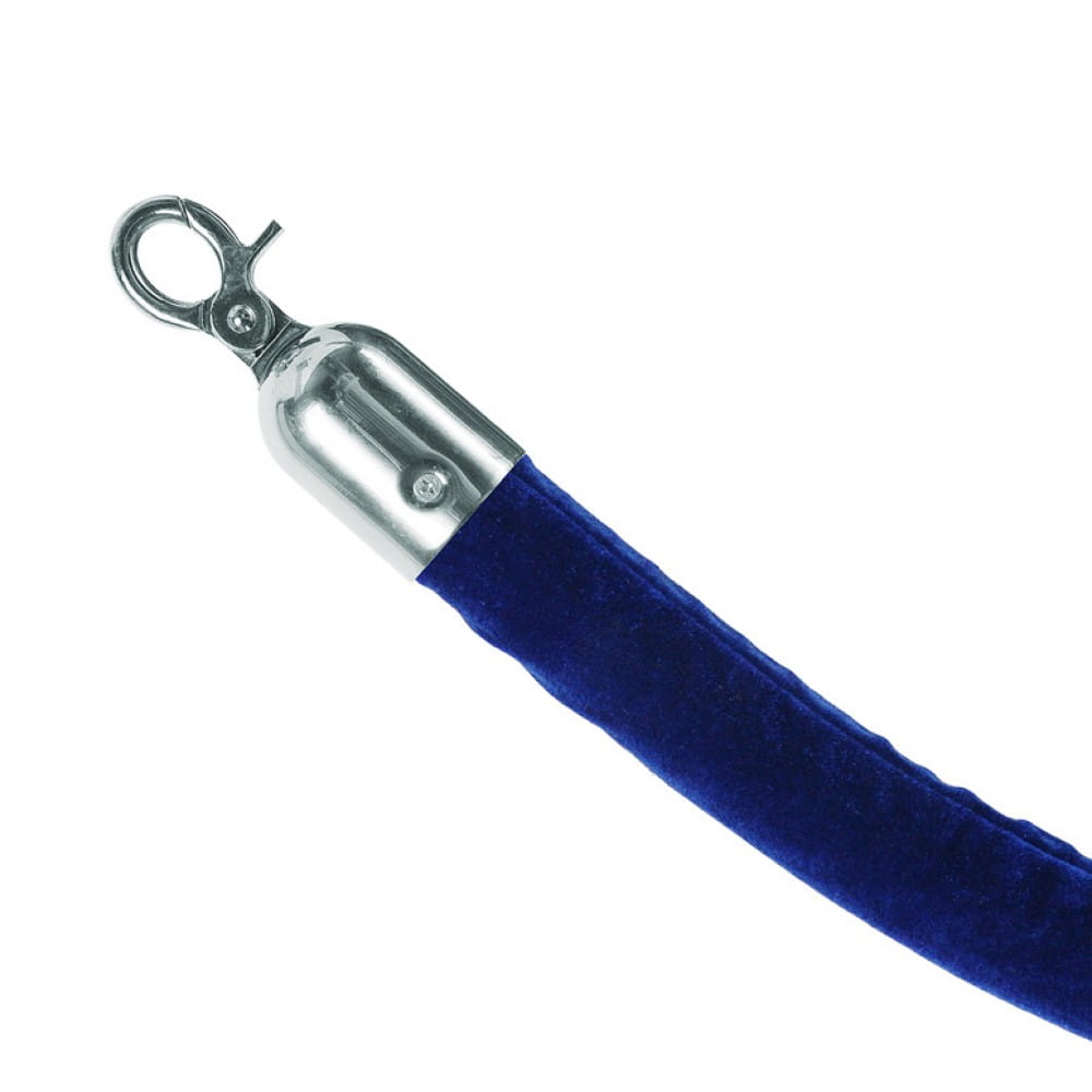BSR Premium Barrier Rope Blue Velor Chrome 150 cm Border Barrier Rope For Hotel Barrier Posts