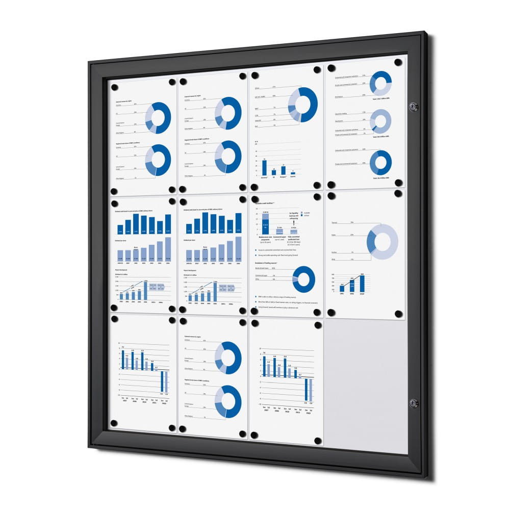 SCS 12xA4 Magnetic Display Case 88x92 cm Closed with a Key for Indoor Use, Indoor and Outdoor Display Cabinet, Advertising Display Case, Information Display Case, Notice Board, Information Board