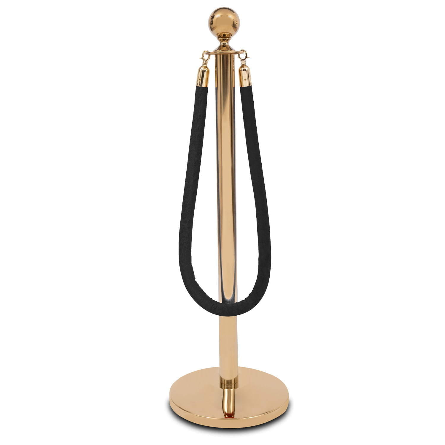 Barrier post with black rope