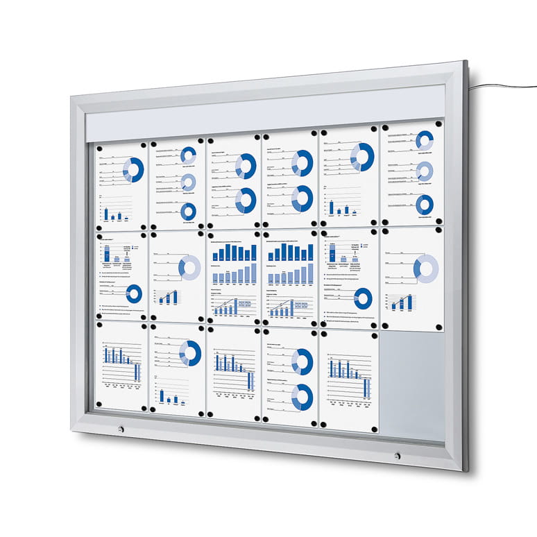 Zewnętrzna gablota magnetyczna ILLUMO 18xA4 146x106 cm z podświetleniem LED zamykana na kluczyk do użytku zewnętrznego gablota zewnętrzna gablota ogłoszeniowa gablota informacyjna tablica ogłoszeń tablica informacyjna