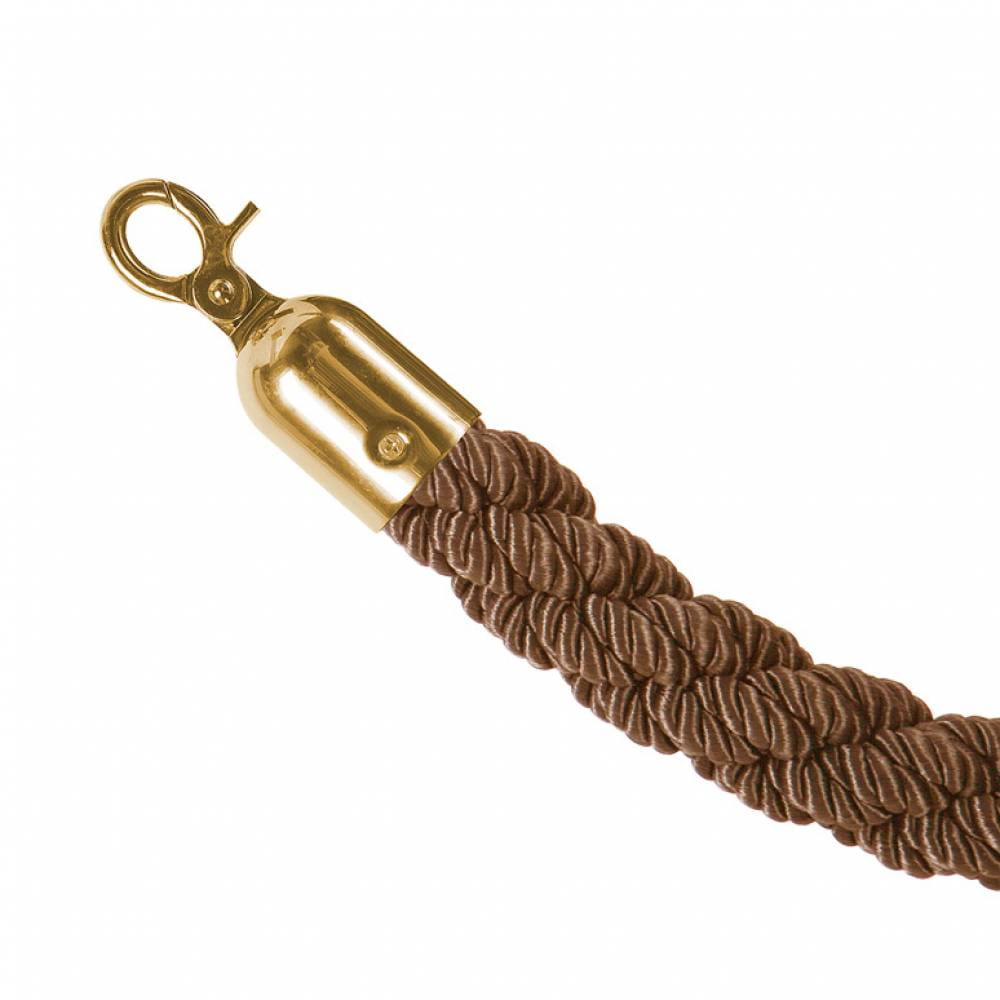 BSR Premium barrier rope Brown Braided Gold 150 cm Border barrier rope for hotel barrier posts