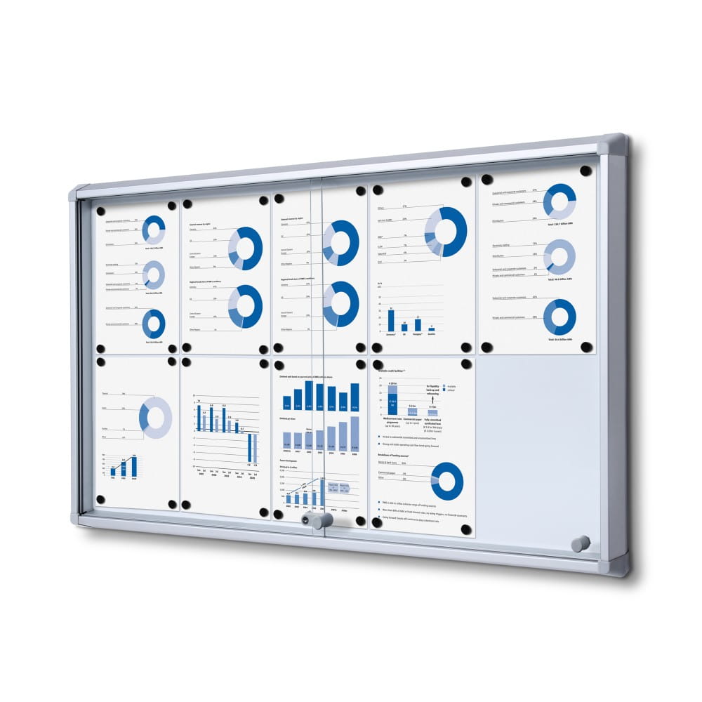SL 10xA4 Magnetic Display Case 110x61 cm with Sliding Door, Locked with a Key for Internal Use, Display Cabinet, Advertisement Display, Information Display, Notice Board, Information Board