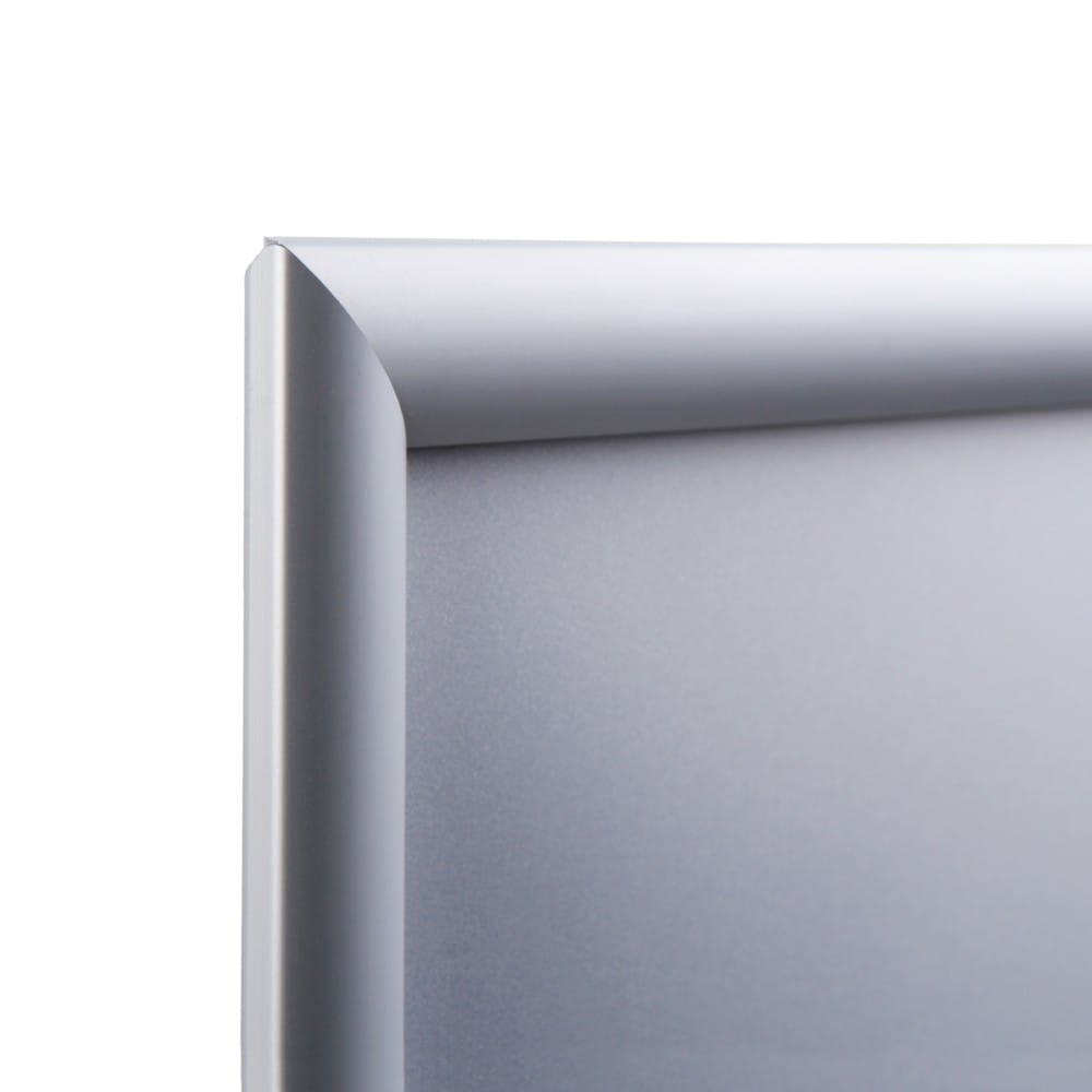 Ramka zatrzaskowa KRAST A4 (21,0 x 29,7 cm) aluminiowa srebrna z ostrym prostym narożnikiem rama ramka plakatowa OWZ ścienna na plakat na zdjęcia profil 25 mm