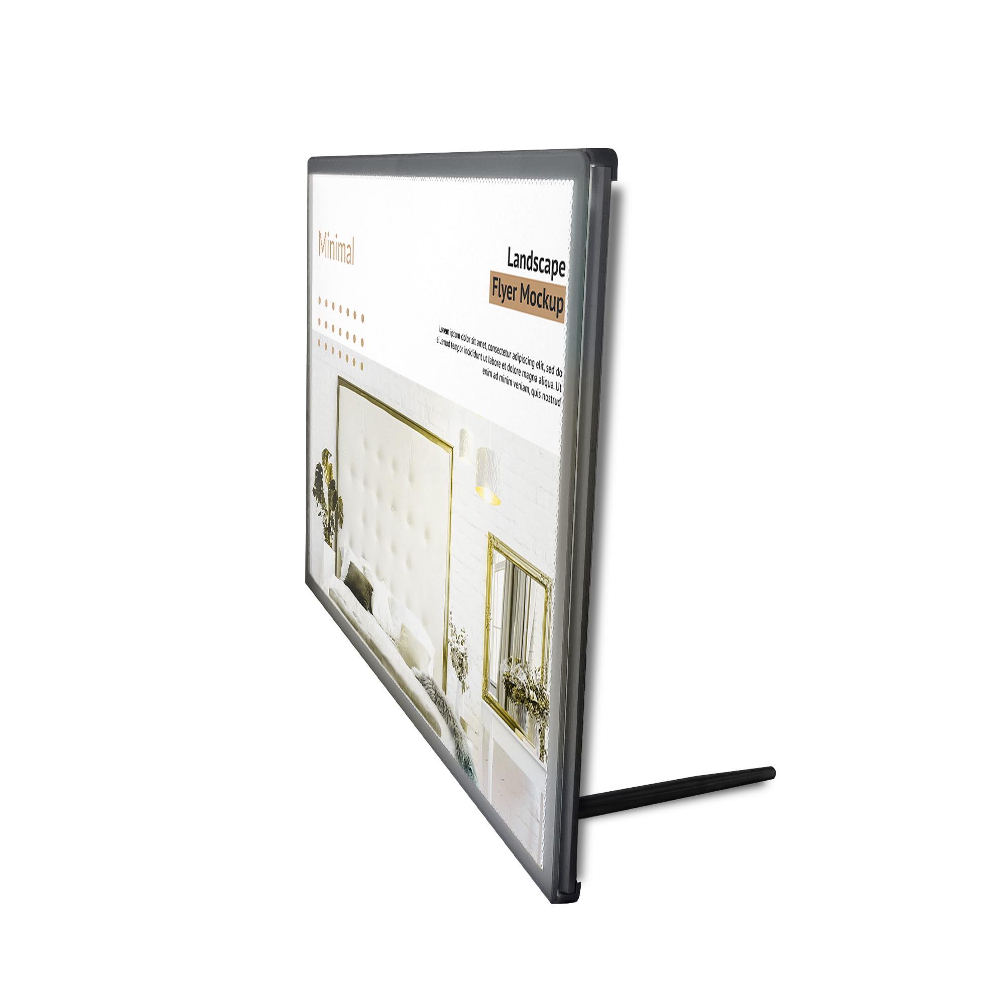 Ramka LED podświetlana SUN A4 srebrna (21,0 x 29,7 cm) rama na plakat zdjęcia obraz podświetlana rama plakatowa orientacja pozioma z boku