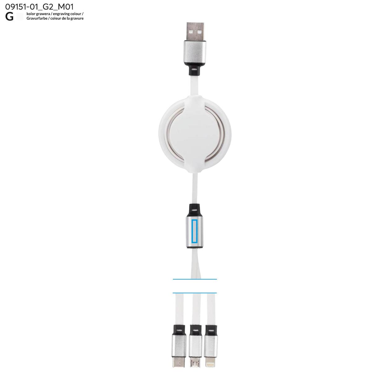 Kabel USB 3 W 1 BALJO biały