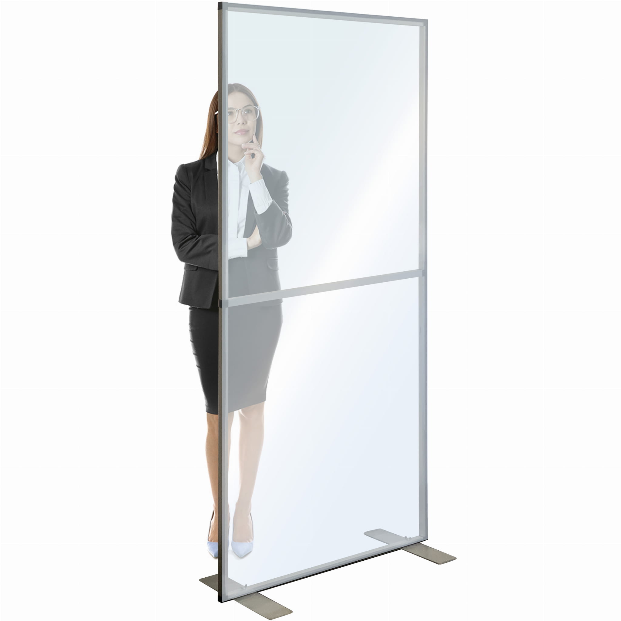 Protective glass, floor standing partition, plexiglass antiviral PET cover, plexiglass high standing to put on the ground protective screen 100 x 200 cm