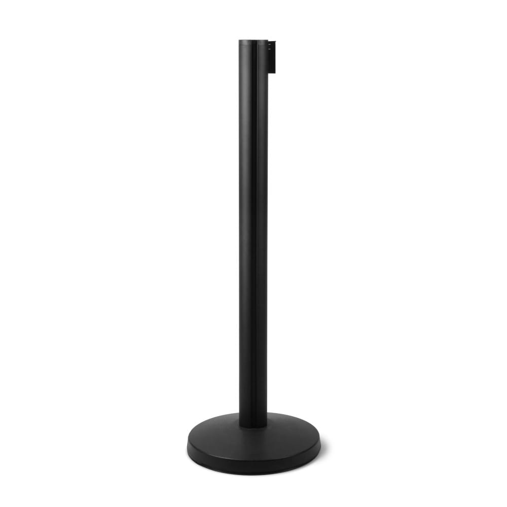 J-EXTBE Barrier Post with a Black Winding Tape 270 cm - Black Post With a Black Tape - A Barrier Post, a Post With a Rounded Tape For the Hotel, Restaurant and VIP Area