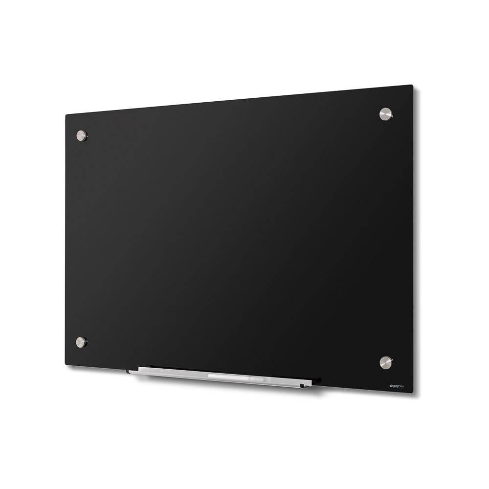 Szklana magnetyczna tablica suchościeralna SCRITTO® 90x60 cm czarna tablica suchościeralna magnetyczna do urzędu szkoły biura do pisania markerem pisakiem flamastrem suchościeralnym